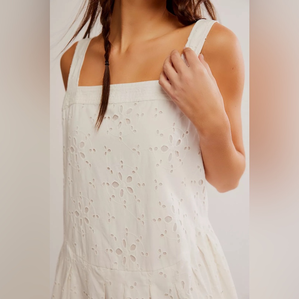 FREE PEOPLE Primavera Eyelet Tie Midi Dress - White Women’s - Size Small - Picture 3 of 16